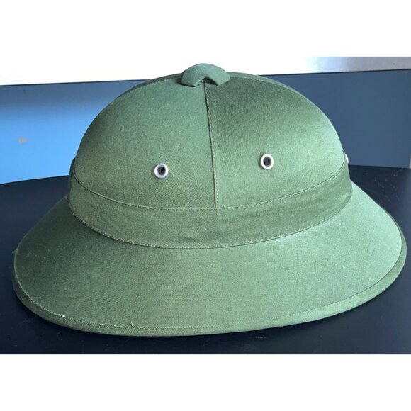 Vietnamese Pith Fiber Green Helmet Military Surplus Vintage Militaria - Picture 3 of 12
